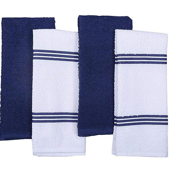 Amour Infini Terry Dish Towel | Set of 4 | 16 x 26 Inches | Super Soft and Absorbent |100% Cotton Dishtowels | Perfect for Household and Commercial Uses | Blue
