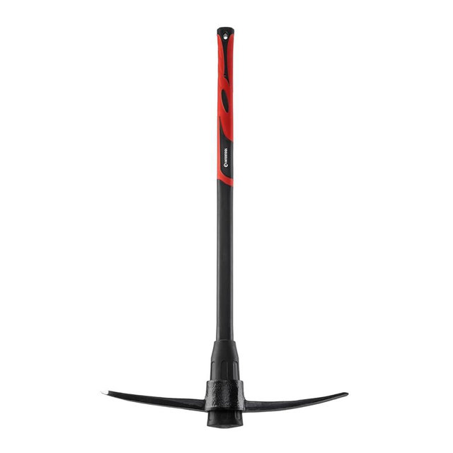 INTERTOOL Pick Axe for Digging - 36” Heavy Duty Garden Mattock Pickaxe - Rust Resistant Steel with Adze Hoe & Shock Absorbing Fiberglass Anti-Slip Handle - Cultivate, Loosen Soil, Dig - HT08-0305