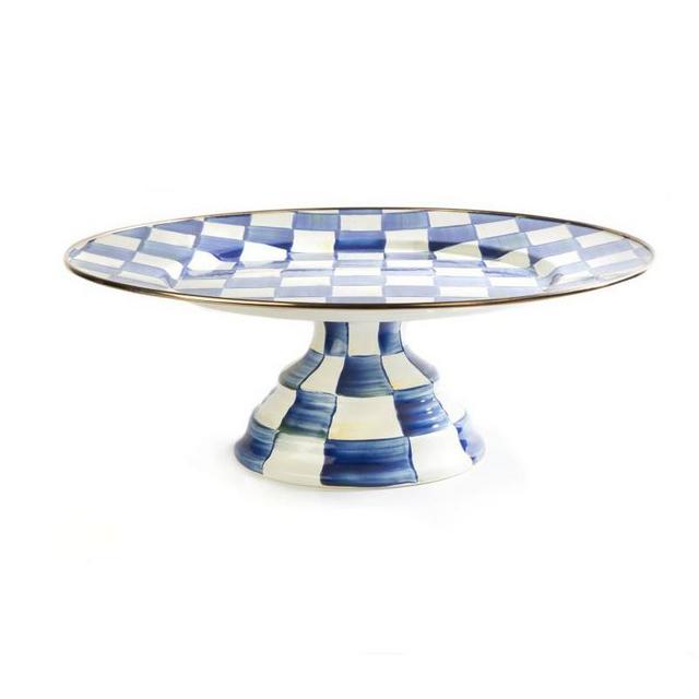 Royal Check Pedestal Platter, Large