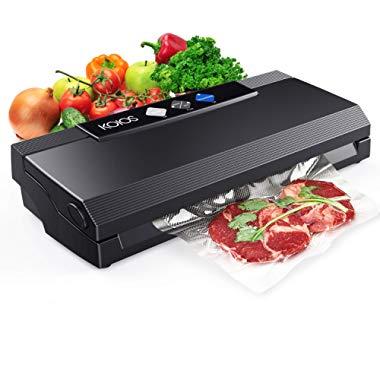 KOIOS Vacuum Sealer Machine, 80Kpa Automatic Food Sealer for Food Savers w/Starter Kit, Dry & Moist Modes, With Up To 40 Consecutive Seals, Compact Design (Black)