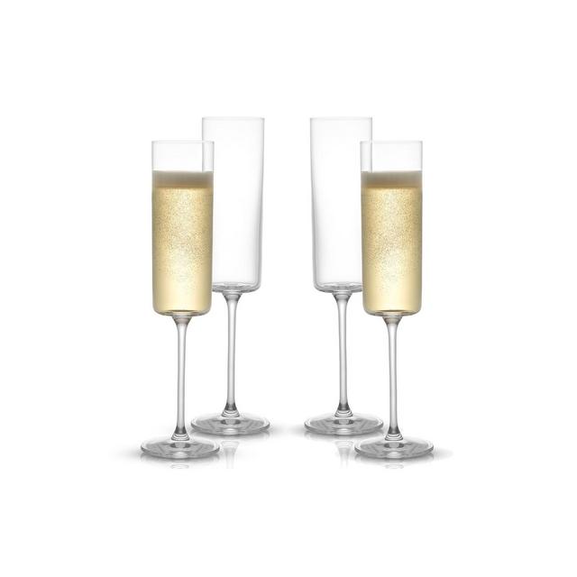 JoyJolt Claire Cyrstal Cylinder Champagne Glasses - Set of 4 Champagne Flutes - 5.7 oz