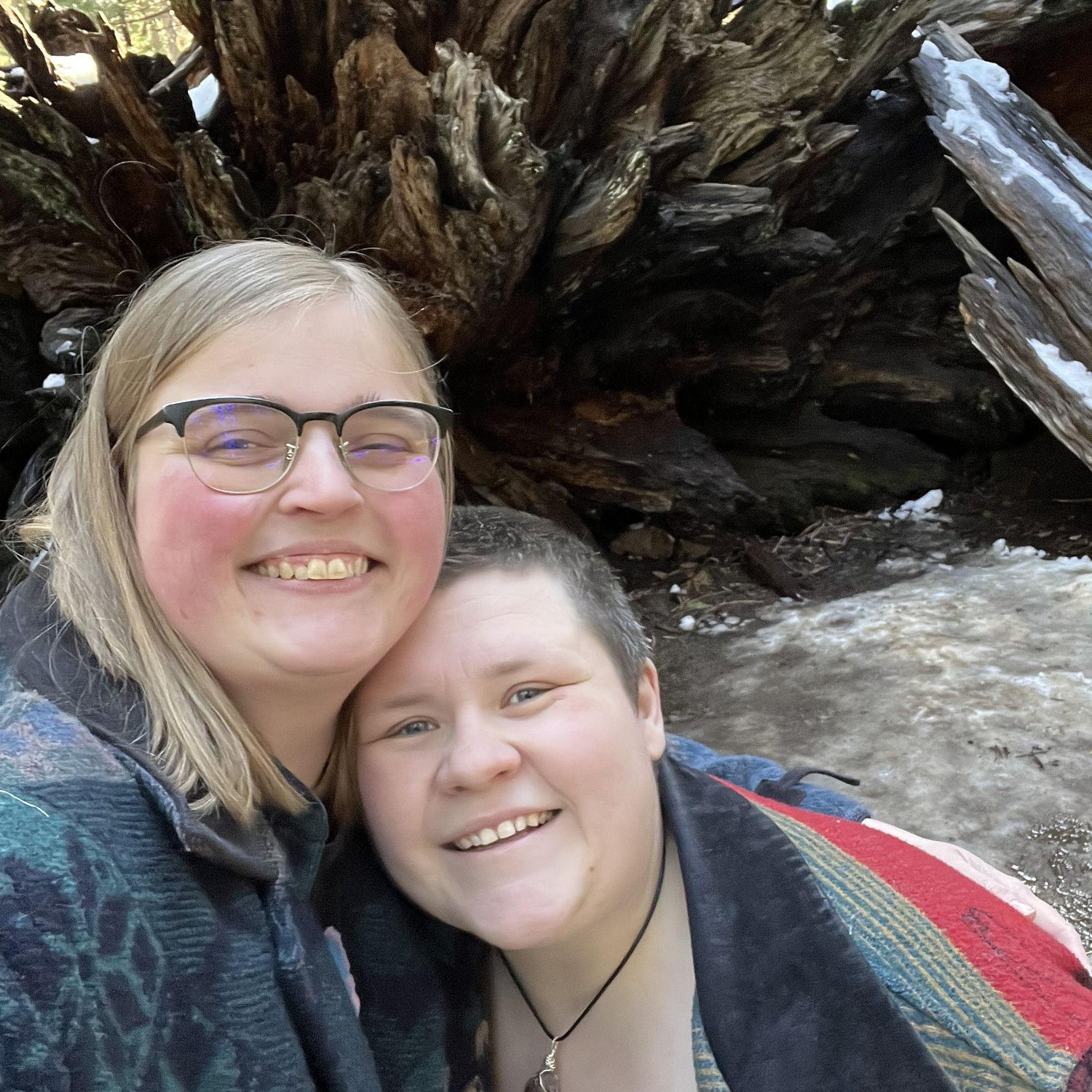 This photo was taken some 10-15 minutes before Noelle proposed to Hannah, which was shortly after followed by Hannah proposing to Noelle, at Calaveras Big Trees State Park.
