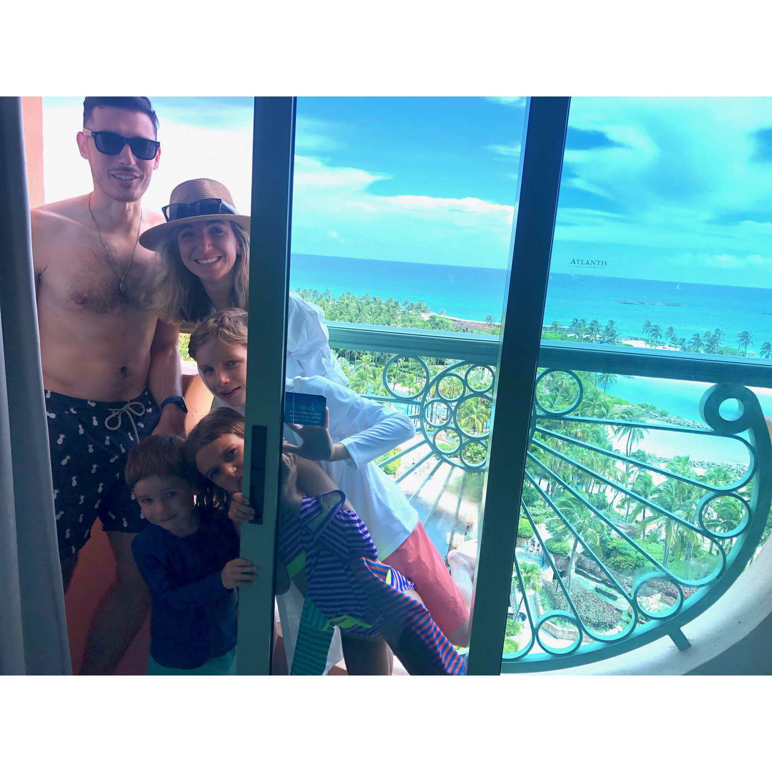 Trying to spot the saw fish from our room in Paradise Island