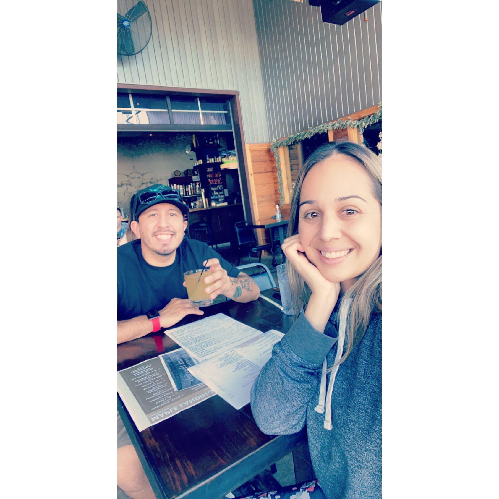 We went to pick up Blu in Texas and stopped to grab a bite and drink