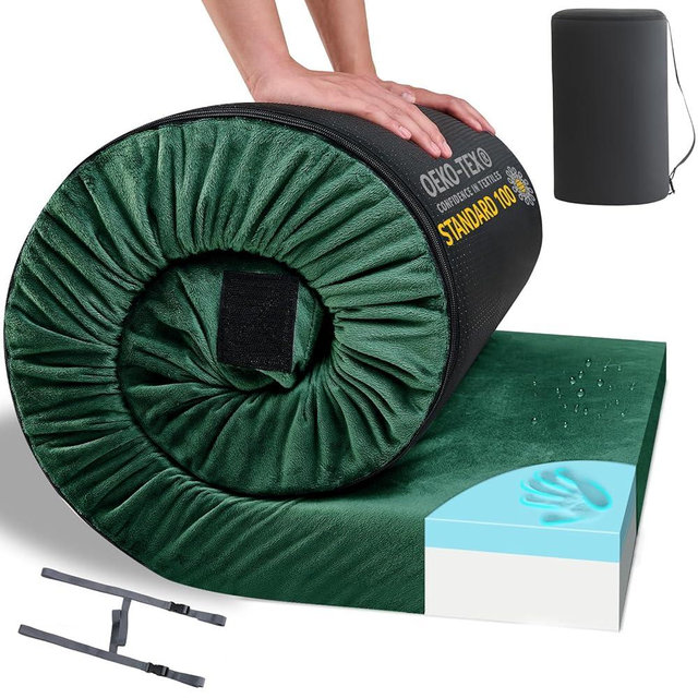 HomeMate CertiPUR-US Memory Foam Camping Mattress Pad Portable Roll Up Mattress for Adults Sleeping Mat Cot Mattress Pad