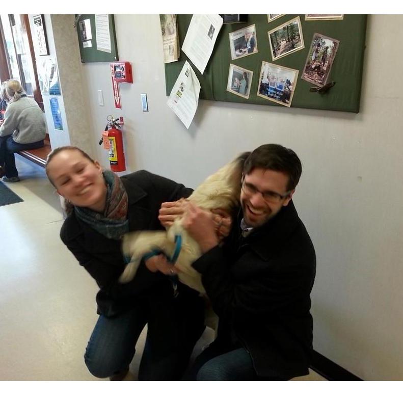 Blurry but full of joy- the day we adopted our first dog, Chica!