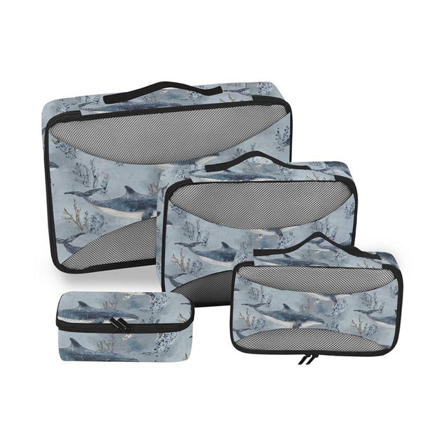 Whales Gray Travel Cubes for Packing 4 Set Luggage Organizer Packing Cubes Travel Pcking Cubes