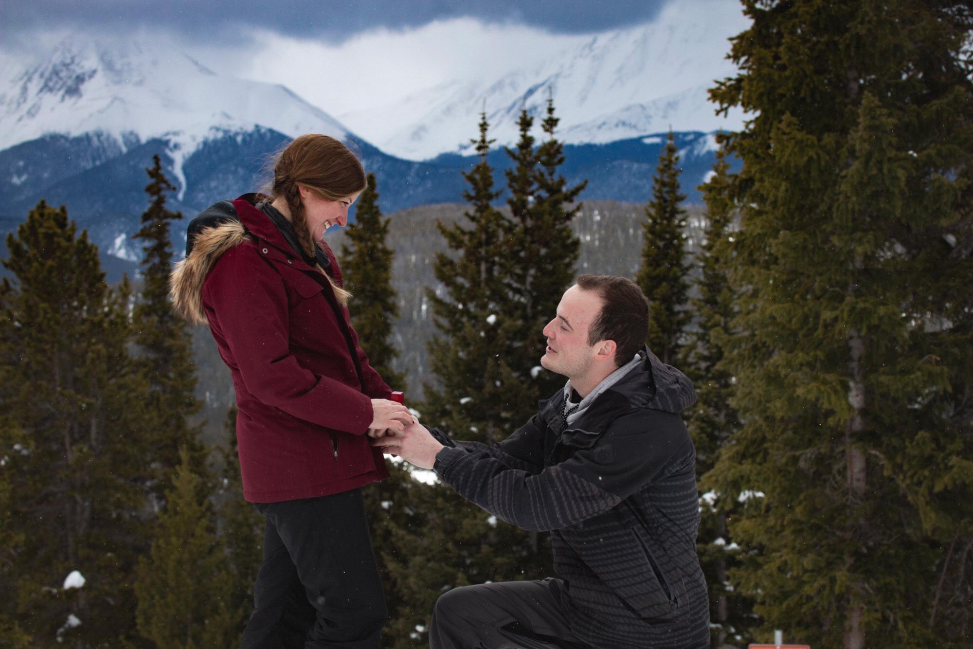 He popped the question with a breath-taking view of the Rocky’s behind us from the top of Keystone Resort! Shout out to Amy Schaet for capturing the day.