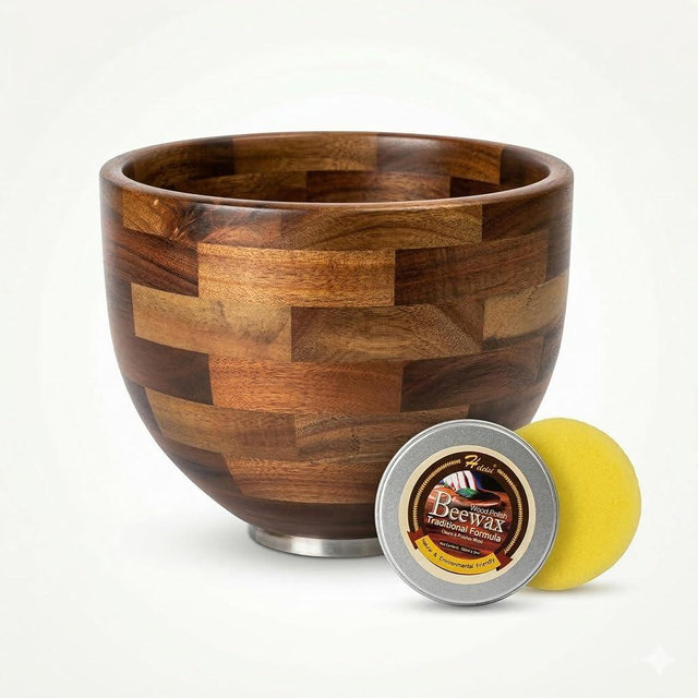 Handcrafted Wood Mixing Bowl for KitchenAid Tilt-Head Stand Mixers, Natural Wooden Bowl with Stainless Steel Base, 4.5–5 Qt, Natural Wood