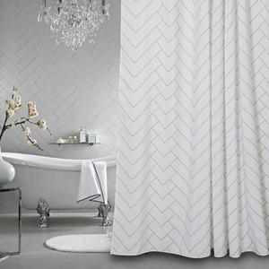 Hotel Quality White Striped Mold Resistant Fabric Shower Curtain for Bathroom,Water-Repellent 72 X 72 Inch