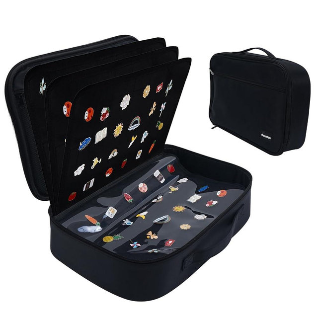 Oeun fan Enamel Pin Display Bag Pin Transaction Book, 12 Page Collectible Pins Board Storage Organization Box Suitable For Various Sizes Of Pins, Travel Brooches, Sports Medals