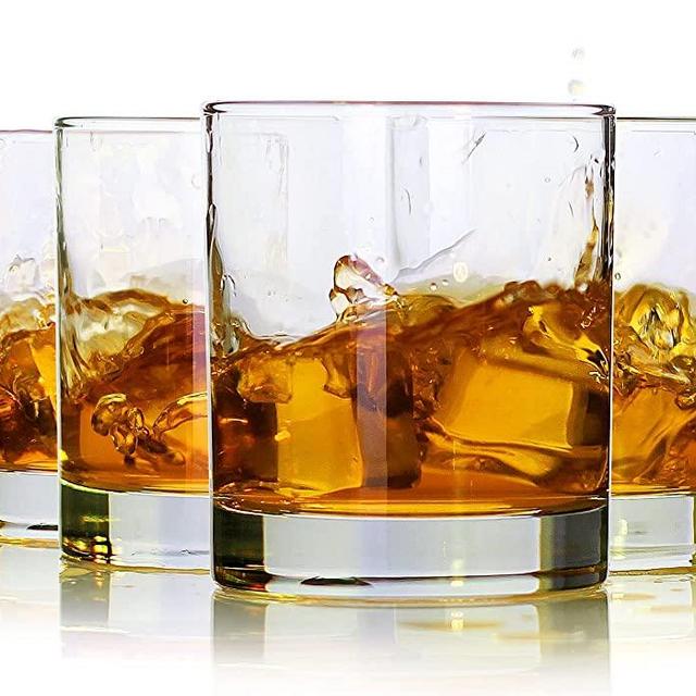 LUXU Whiskey Glasses,Premium 11 OZ Scotch Glasses Set of 4,Old Fashioned Whiskey Glasses,Perfect Idea for Scotch Lovers,Style Glassware for Bourbon,Rum glasses,Bar whiskey glasses,Clear