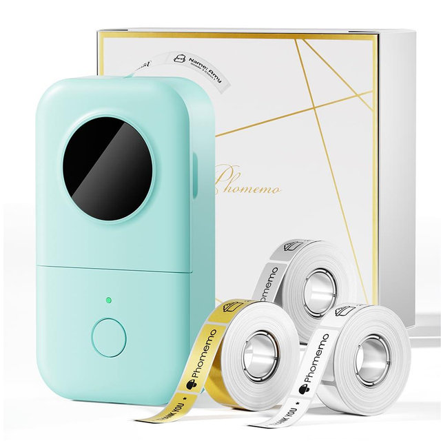 Phomemo Label Maker Machine with Tapes - White/Clear/Gold Labels, D30 Portable Handheld Bluetooth Mini Label Makers, Multiple Templates Fonts Icon, Thermal Small Label Printer Rechargeable for Home