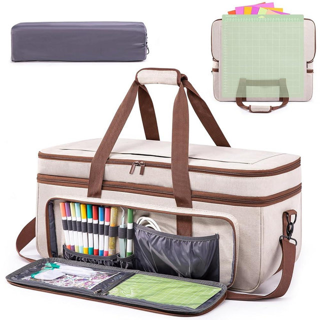 IMAGINING Carrying Case for Cricut Maker 3, Maker 4, Double-Layer Machine Bag with Cover for Cricut Explore 4, Explore 3, Explore Air 2, Storage Organizer for Cricut Accessories and Tools