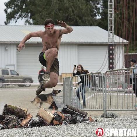 Photobombing  Aaron's epic Spartan finish