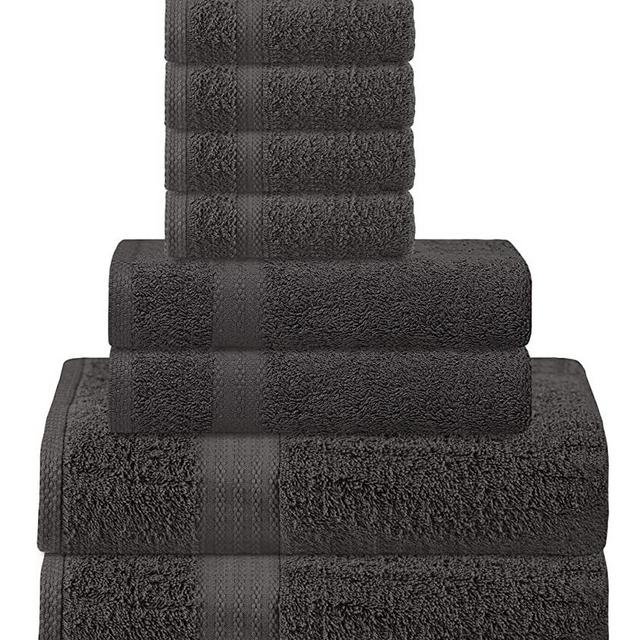 Glamburg Ultra Soft 8-Piece Towel Set - 100% Pure Ringspun Cotton, Contains 2 Oversized Bath Towels 30x54, 2 Hand Towels 16x28, 4 Wash Cloths 13x13 - Ideal for Everyday use, Hotel & Spa -Charcoal Grey