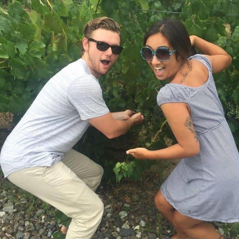 Having fun wine tasting!