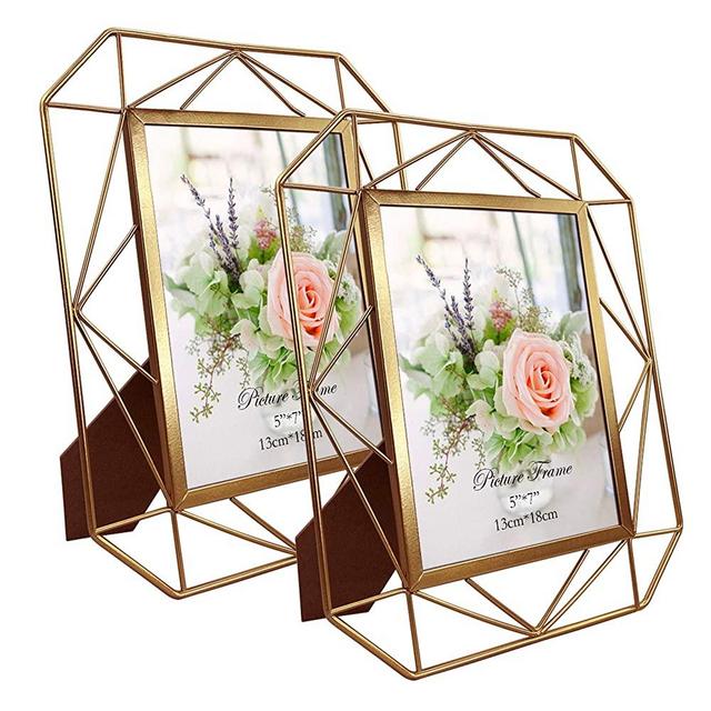 QUTREY Picture Frame 5x7 Set of 2, Metal Photo Frames 5 by 7 for Tabletop Display or Wall Mounting Decor