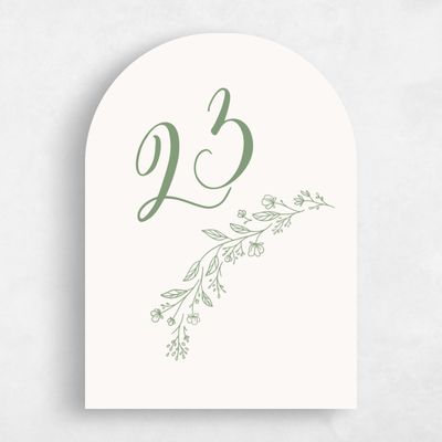Green Arch Wedding Table Number - Miette
