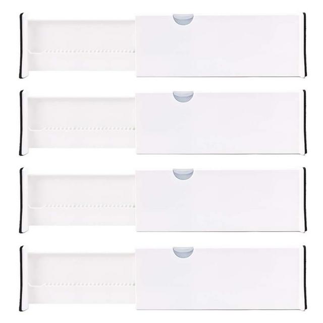 Kingrol 4 Pack 11 - 17 Inch Expandable Drawer Organizers Dividers with Nonslip Ends, Household Separators for Kitchen Utensils Dressers Clothes Craft Office Supplies