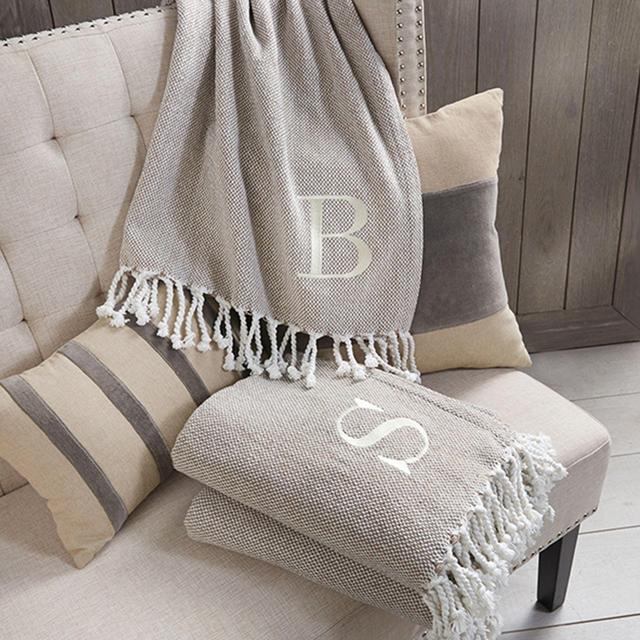 Initial Woven Throw Blanket (Letter F)