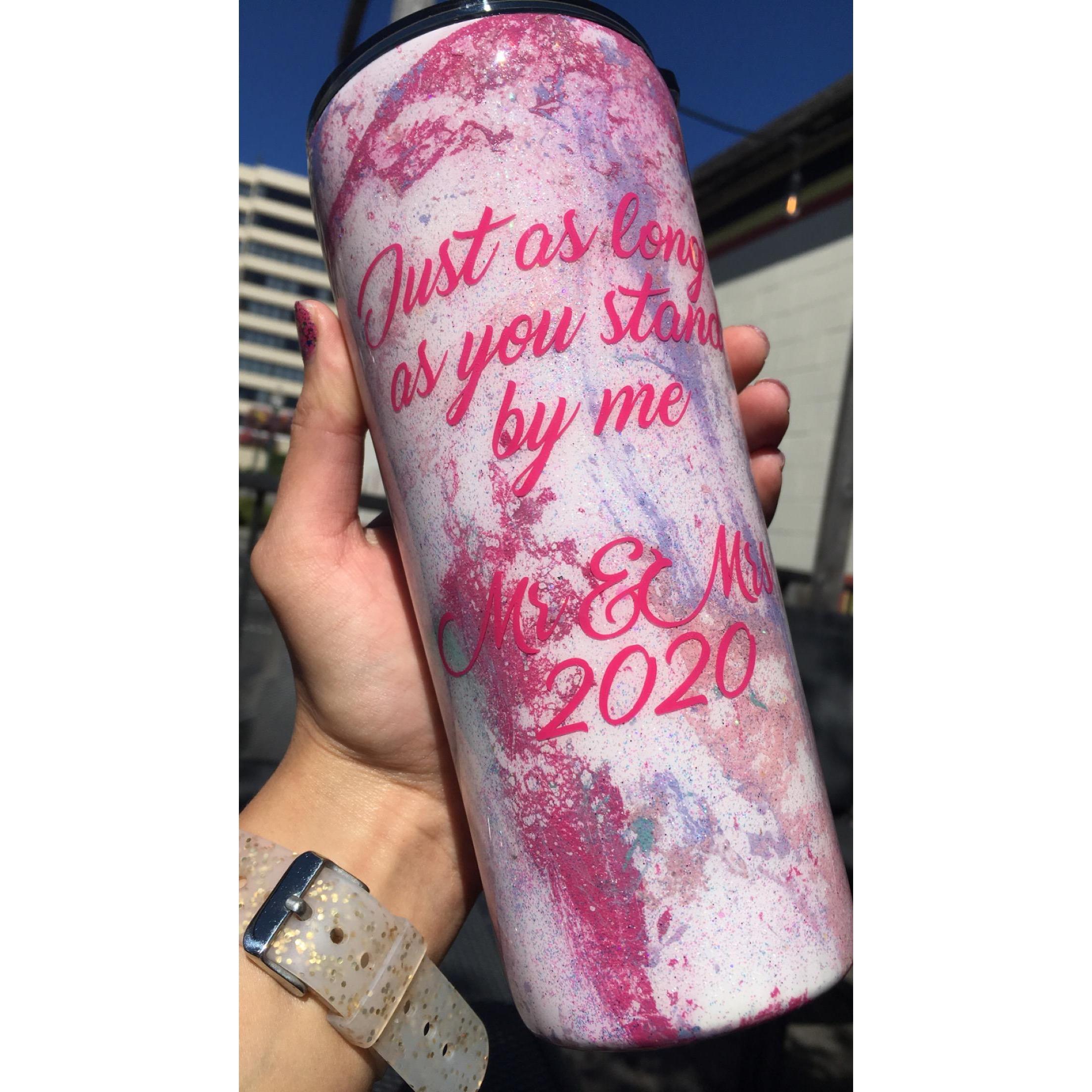 A custom wedding tumbler gift we received 💕