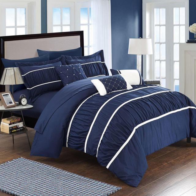 Chic Home Aero 10-Piece King Comforter Set in Navy