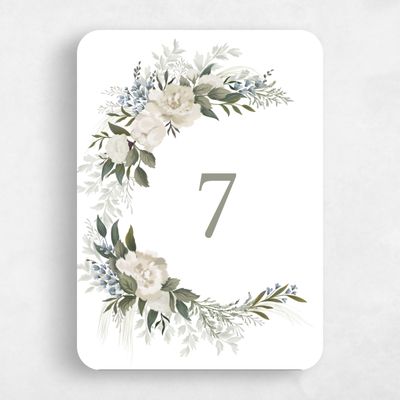 White Rounded Wedding Table Number - Juniper