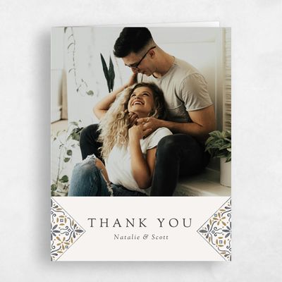 Dark Charcoal, Beige Wedding Thank You - Oluveri Photo