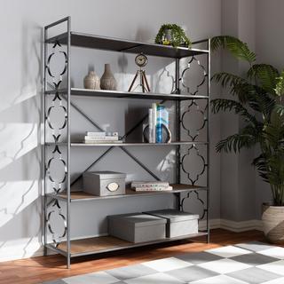 Mirna 5-Shelf Quatrefoil Accent Bookcase