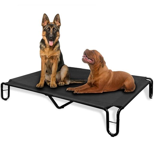 grageoo Outdoor Elevated Dog Bed,Cooling Raised Dog Cot Bed for Large Dogs,Pet Bed Waterproof with Stable Frame,Breathable Recyclable Mesh,Up to 85 lbs,Black