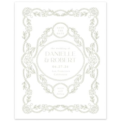 Green Bordered Wedding Digital Save the Date - Estella Classic