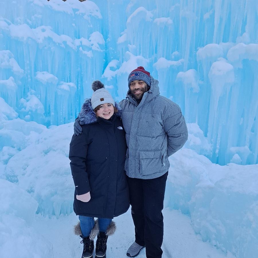 One of our early dates in January 2022, visiting the ice castles in NH