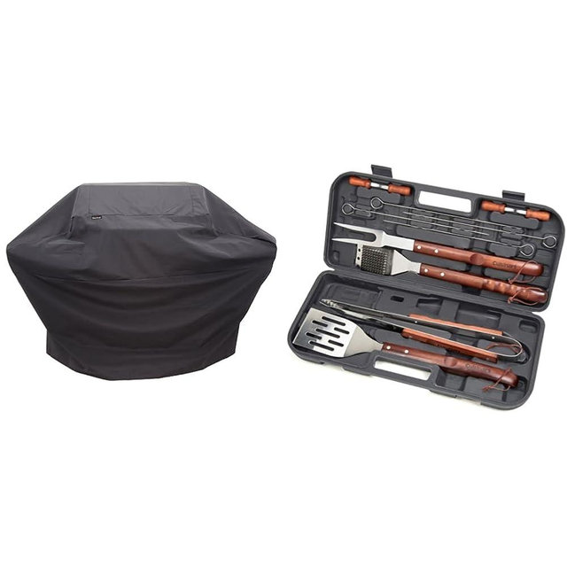 Char-Broil 3-4 Burner Grill Cover and Cuisinart Deluxe Pizza Grilling Pack (13-Piece)