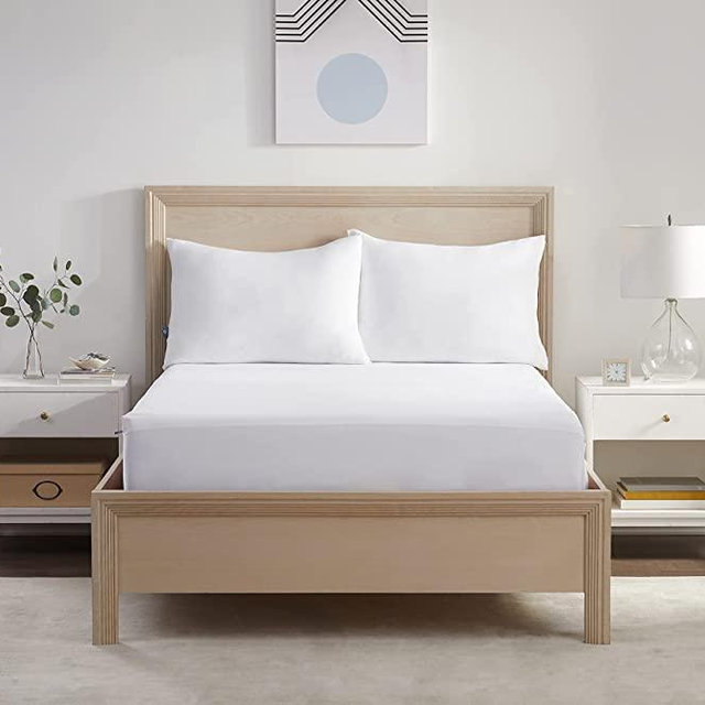SERTA Power Chill Soft Cooling Stain Resistant & Waterproof Mattress Protector with 15" Deep Pocket, Queen, White