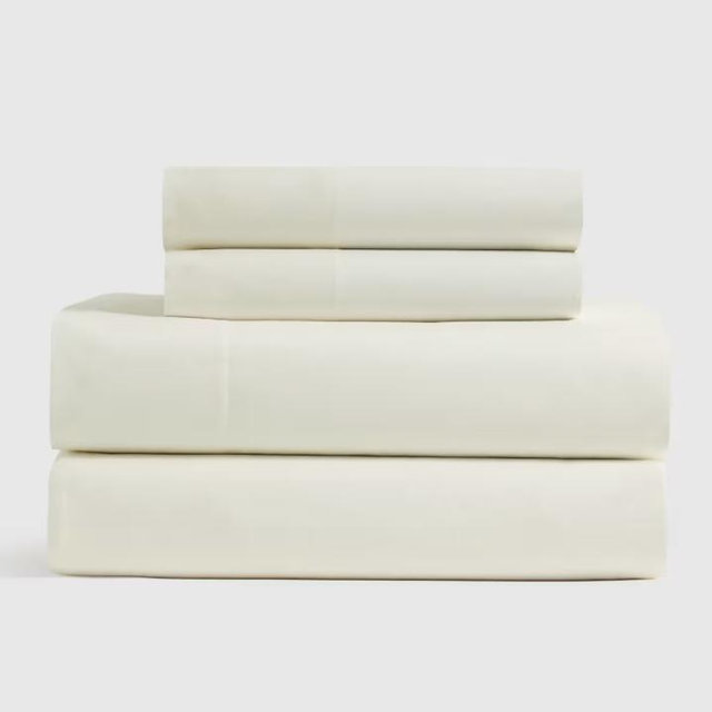 Ivory Organic Crisp Percale Sheet Set - Queen