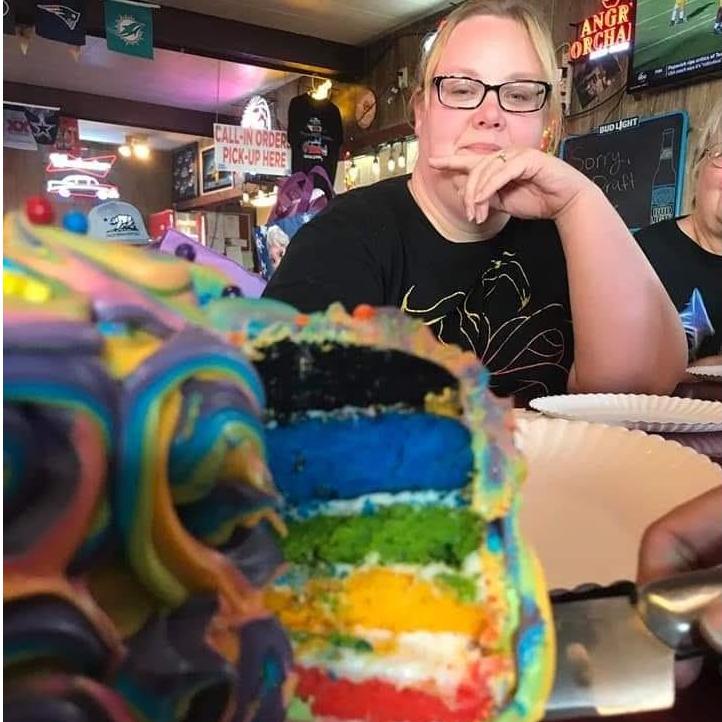 Terri eyeing her love...cake.