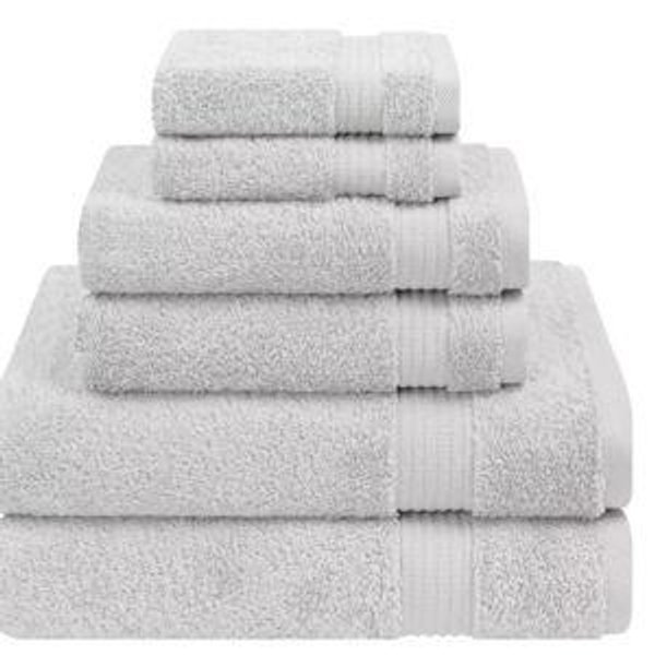 American Soft Linen Turkish Premium Quality 100% Cotton 6 Piece Towel Set, Soft Absorbent Quick Dry Bath Towels for Bathroom (Silver Gray)