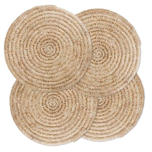 HG Round Natural Woven Abaca Placemats, Set of 4