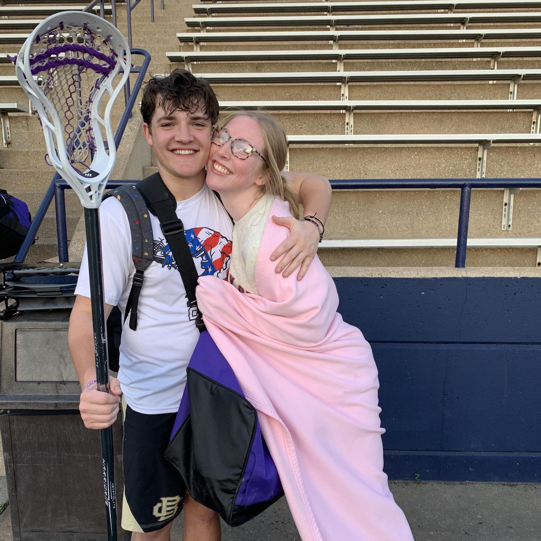 We both supported each other while playing our respective high school sports - lacrosse and volleyball.