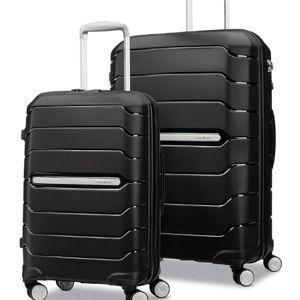 Samsonite Freeform 2-Piece Luggage Set - Carry-On & Large Checked Luggage with Dual Spinner Wheels - Durable Polypropylene Hardshell - TSA Lock, Airline-Approved - Expandable Hard Shell – Black