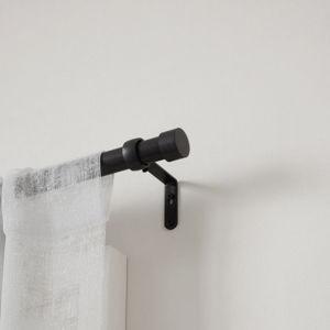 Cappa Adjustable 1" Steel Single Curtain Rod Set - Black, 66" - 120"