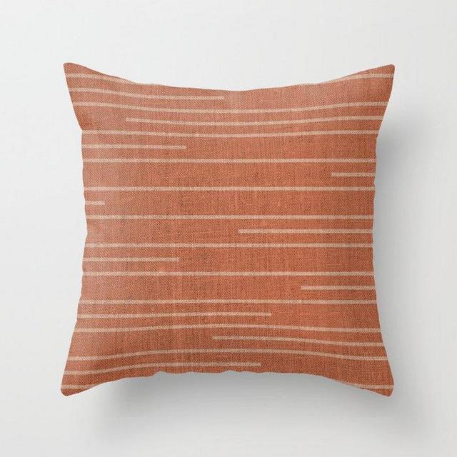 Geometric Art, Colorful Stripes, Terracotta Throw Pillow
