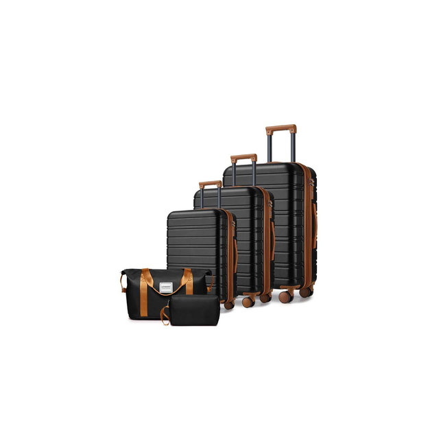 KTMBDW Luggage Sets 5 Piece Suitcases with Wheels, Suitcase Set ABS Hard Case Luggage with TSA Lock Spinner Wheels Durable Travel Luggage, Black