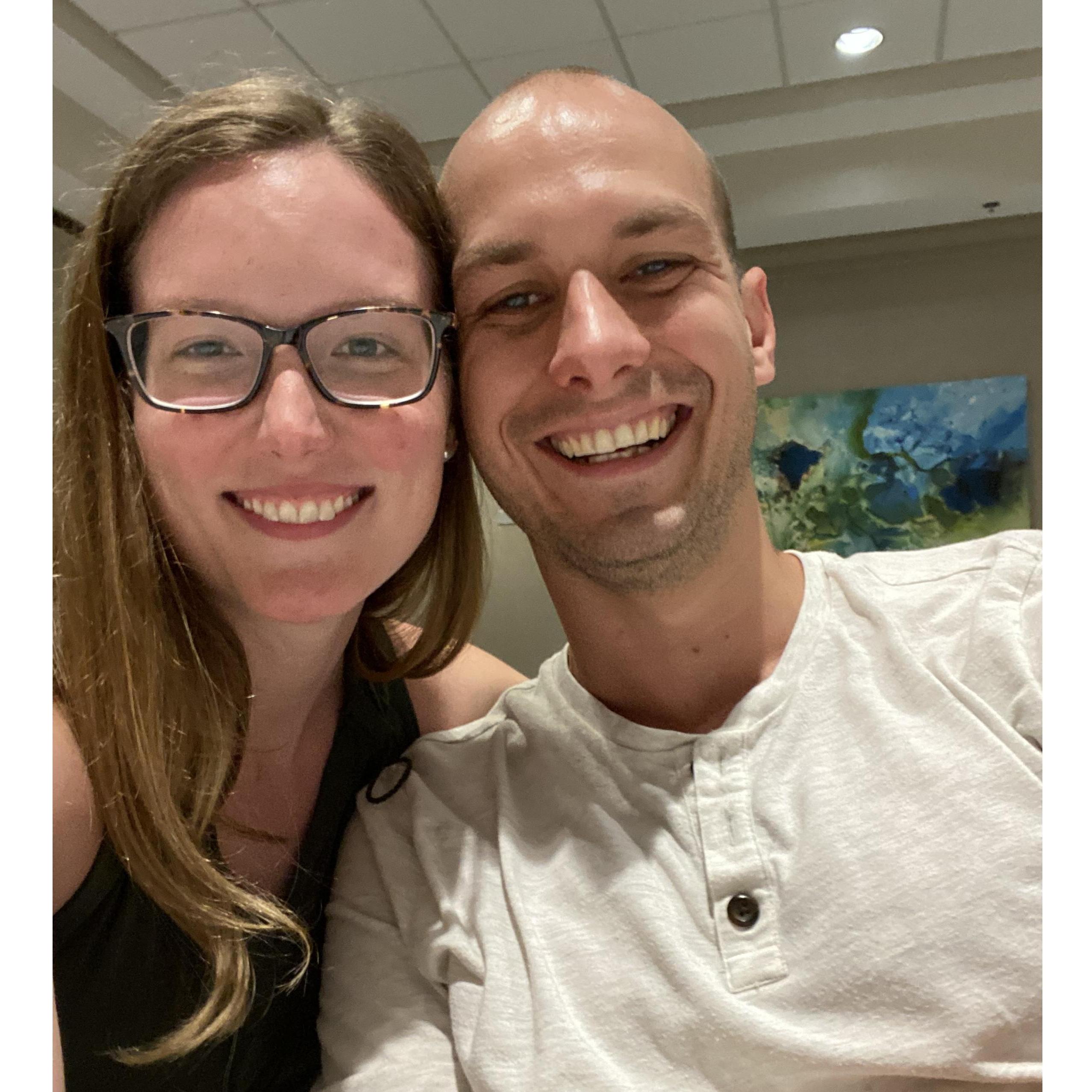 Having fun at Morgan & Dennis's rehearsal dinner in Florida in June 2021