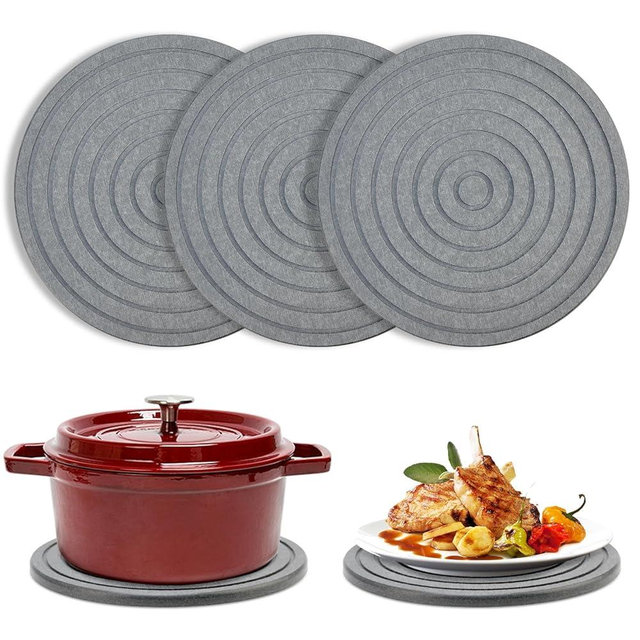 3 Pack Diatomite Stone Drying Round Trays for Kitchen Counter Decor Trivets for Hot Dishes Decorative Bathroom Sink Tray Silicone Ceramic Trivets for Hot Pots and Pans Large Coasters Marble Trivet