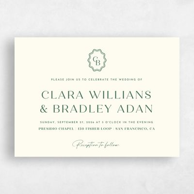 Yellow Bordered Wedding Invitation - Petra Landscape