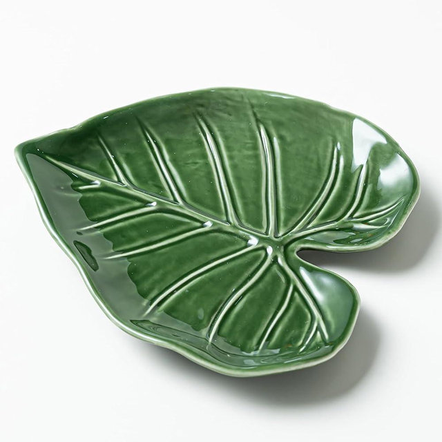 Kedested Ceramic Spoon Rest for Stove Top, Leaf Spoon Rest for Kitchen Counter, Utensil Spoon Holder for Cooking, Modern Farmhouse Kitchen Decor