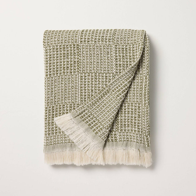 Checkered Knit Throw Blanket Green - Hearth & Hand™ with Magnolia