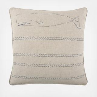 Whale Scrimshaw Flax Pillow
